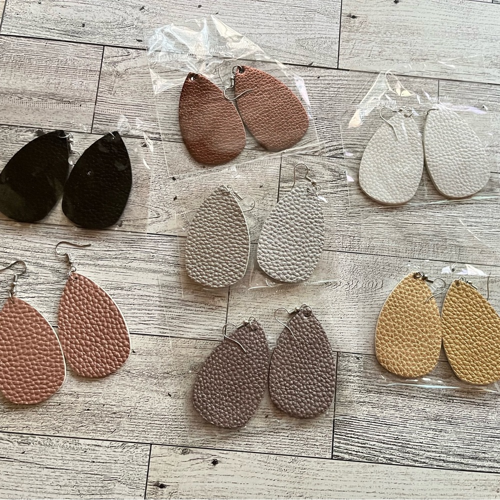 Faux leather Tear drop earrings